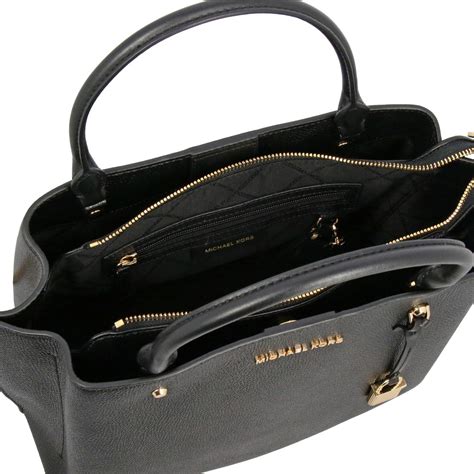 michael kors tasche schwarz leder|michael kors manhattan contrast trim.